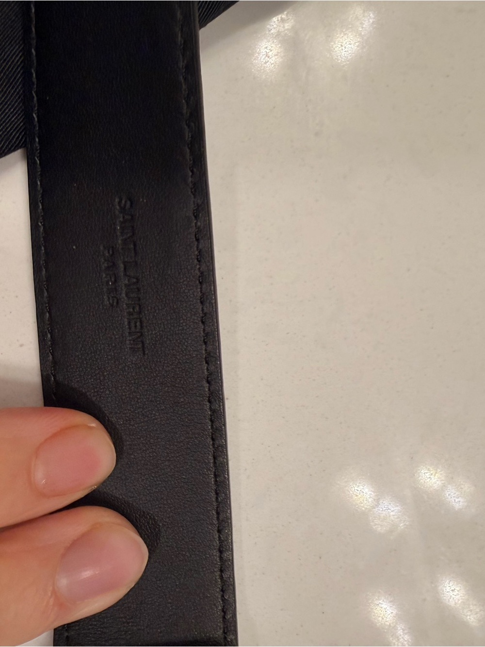 Saint Laurent Black Leather Belt with Gold YSL Buckle - Picture 5 of 7